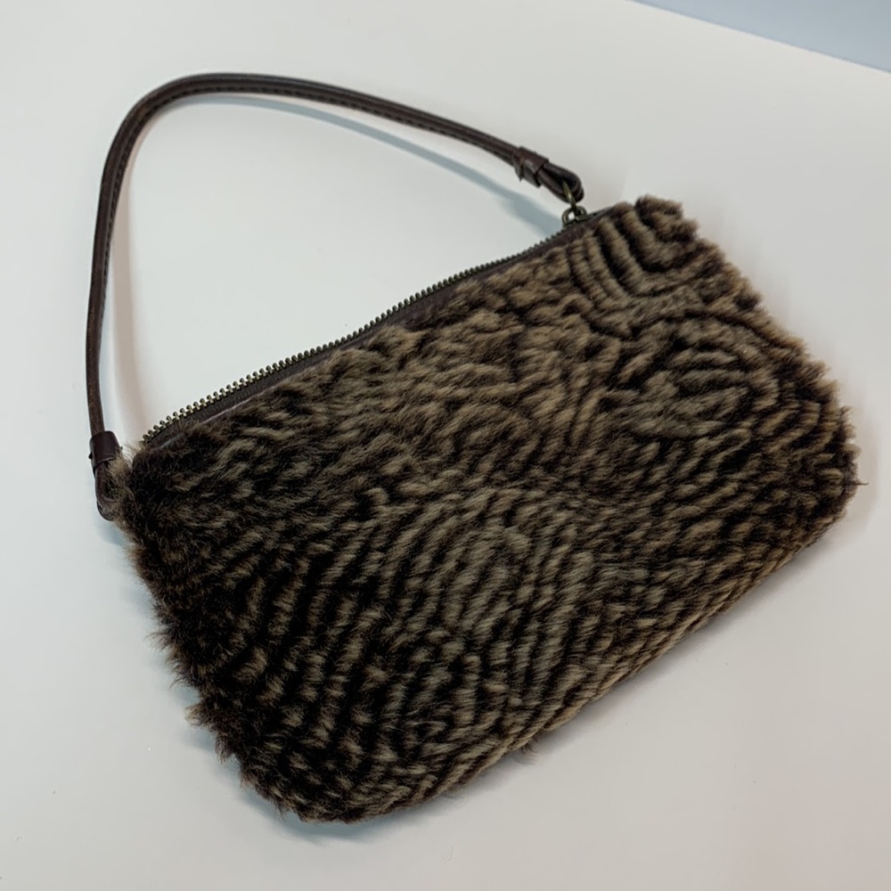 Patricia Nash Shearling Wristlet Dark Brown color